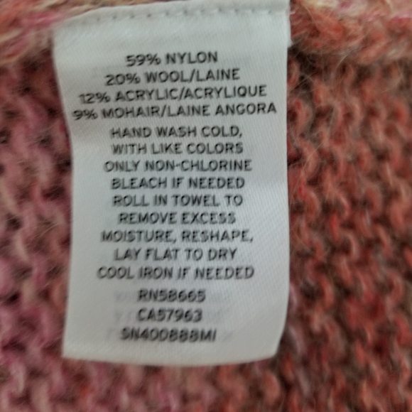 Something Navy Pink Striped Sweater Crew Neck Wool Blend Size Medium - Picture 12 of 12